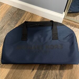 Michael Kors Navy Blue Duffel Bag with Black Handles 18x9x9